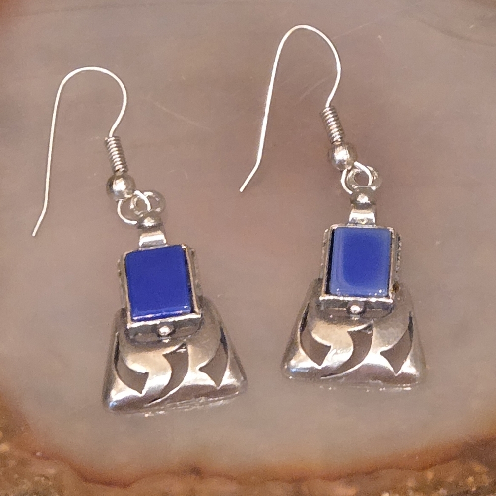 Sterling Silver Lapis Lazui Filigree Earrings